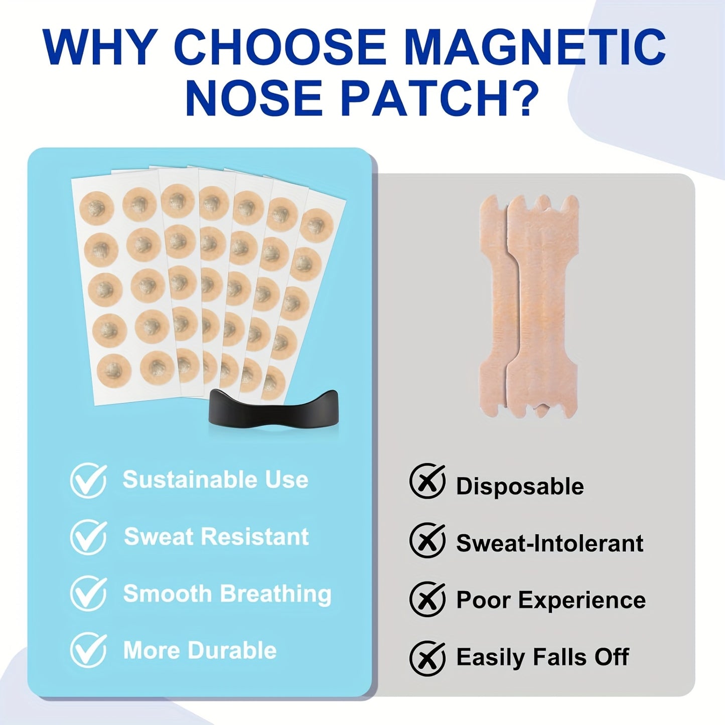 Pack Magnetic Nose Strips – Effective Anti-Snoring Aid for Better Oxygen Flow, Reduced Snoring and Improved Sleep Quality