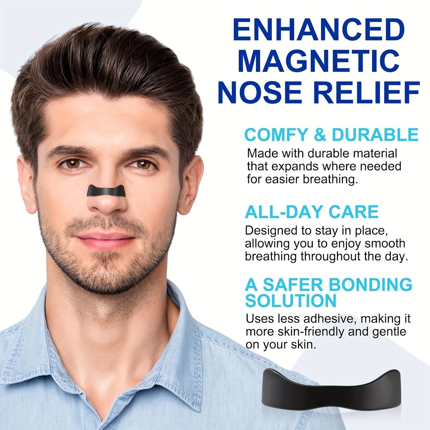Pack Magnetic Nose Strips – Effective Anti-Snoring Aid for Better Oxygen Flow, Reduced Snoring and Improved Sleep Quality