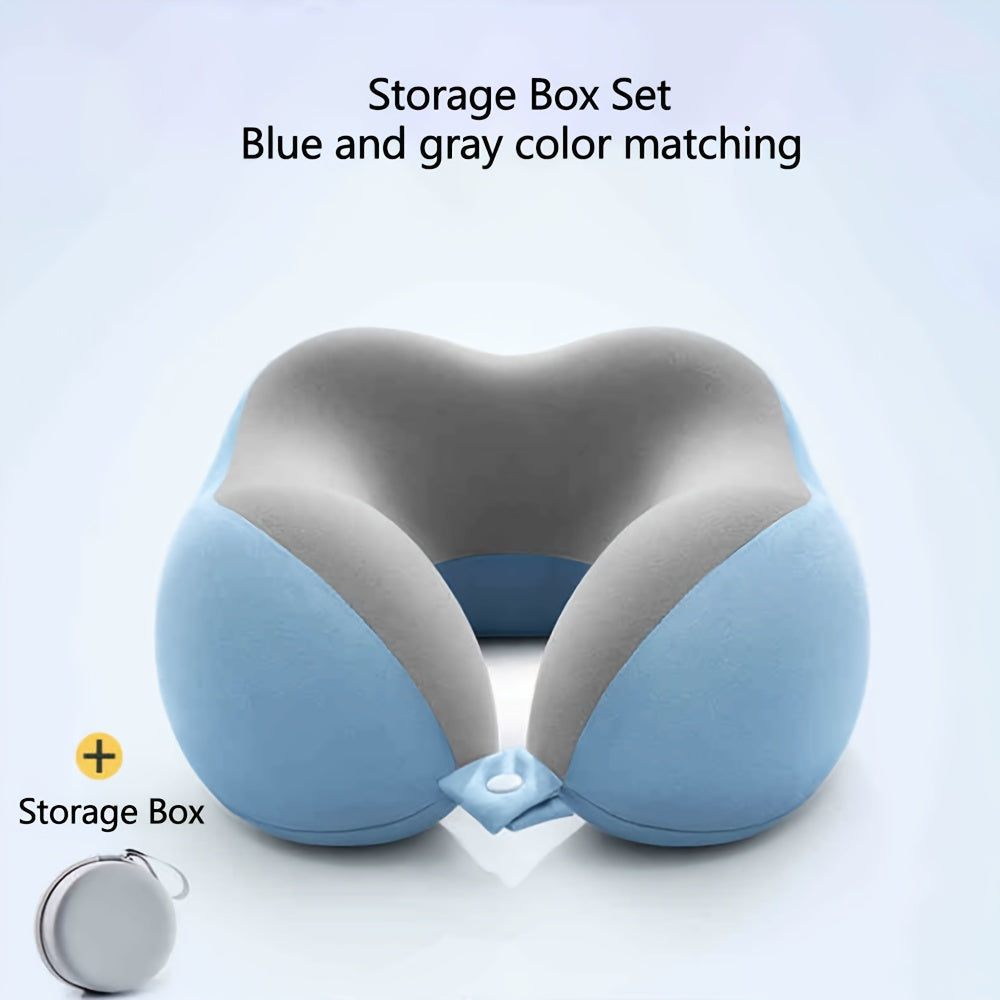 Ergonomisches U-förmiges Nackenkissen mit Aufbewahrungstasche – Ideal für Reisen, Nickerchen und Komfort im Büro, Unterstützung bei langsamer Rückfederung, Bezug maschinenwaschbar