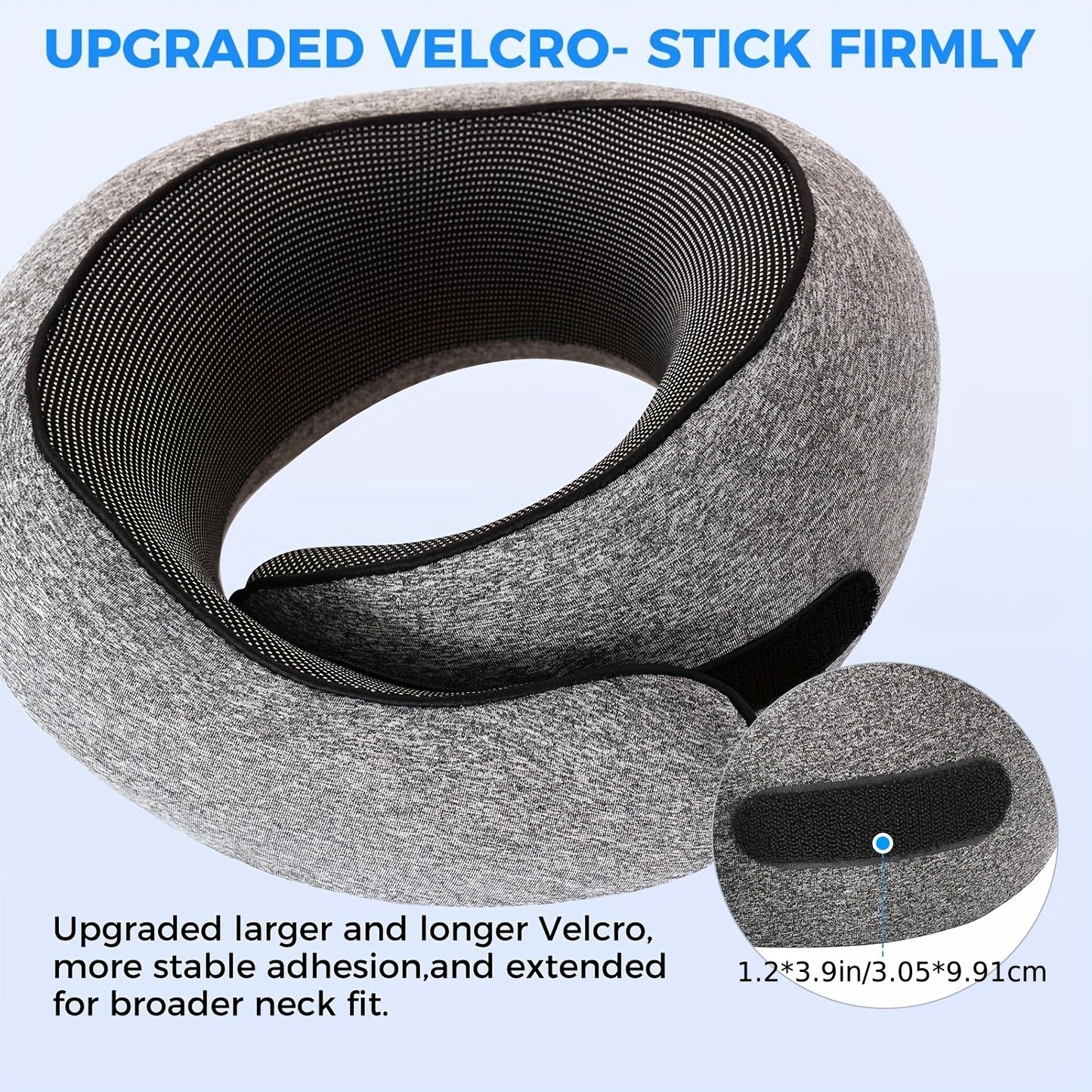 Komfortables Nackenkissen für die Reise | Ergonomisches Design für Flugzeuge – Atmungsaktiver Memory-Schaum mit waschbarem Bezug, Perfekt für Nickerchen im Büro und Auto, Grau