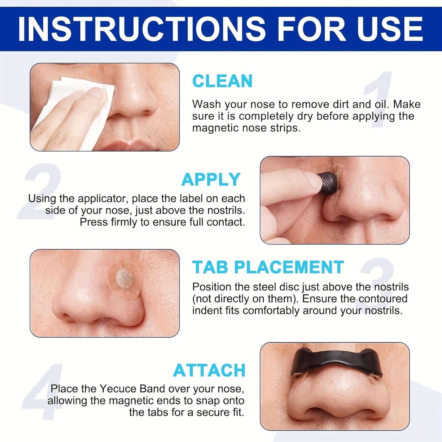 Pack Magnetic Nose Strips – Effective Anti-Snoring Aid for Better Oxygen Flow, Reduced Snoring and Improved Sleep Quality