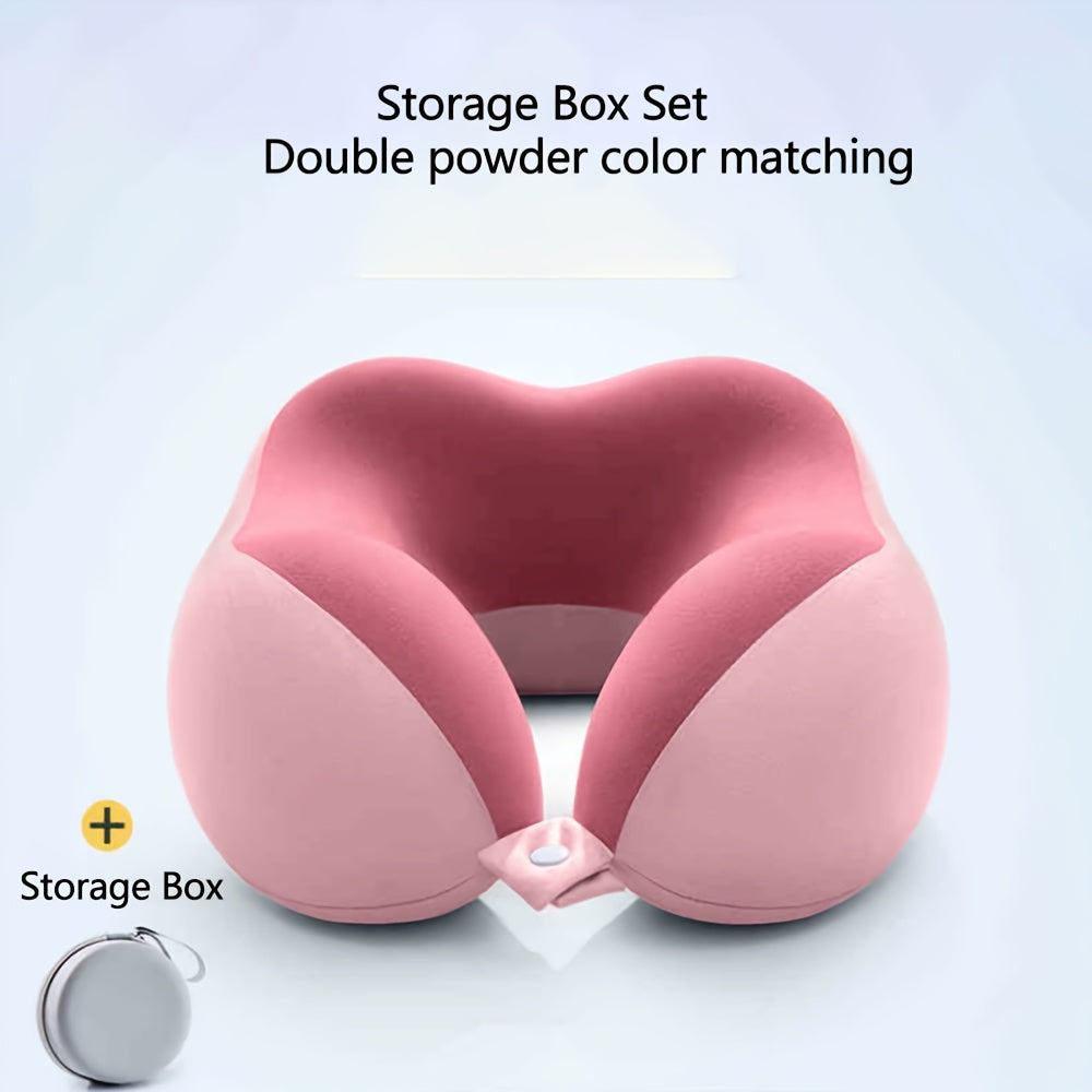 Ergonomisches U-förmiges Nackenkissen mit Aufbewahrungstasche – Ideal für Reisen, Nickerchen und Komfort im Büro, Unterstützung bei langsamer Rückfederung, Bezug maschinenwaschbar