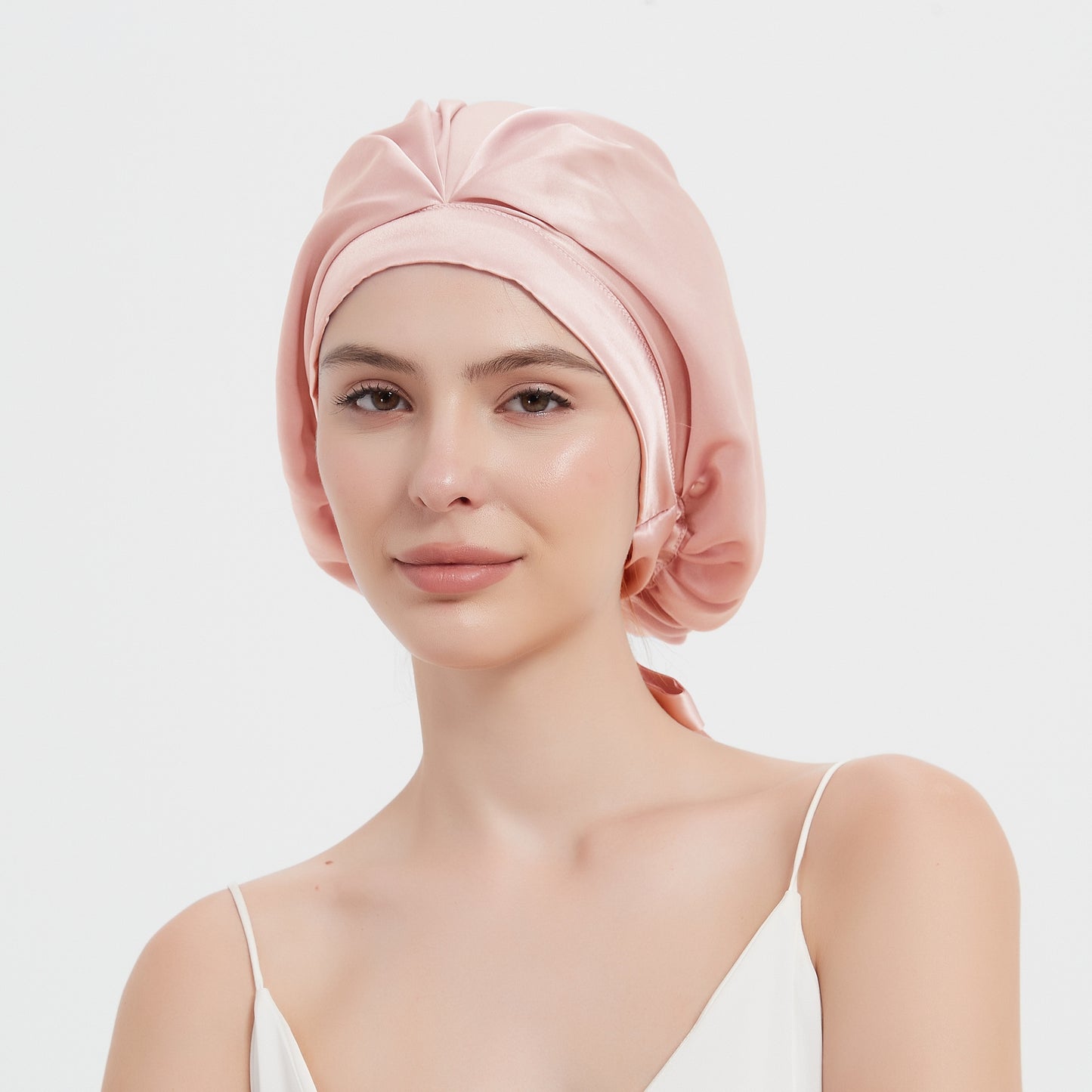 Rachael Silk Schlafhaube aus 100 % SEDA-Maulbeerseide – verstellbare Fliege, weich und atmungsaktiv, perfekt für langes und lockiges Haar