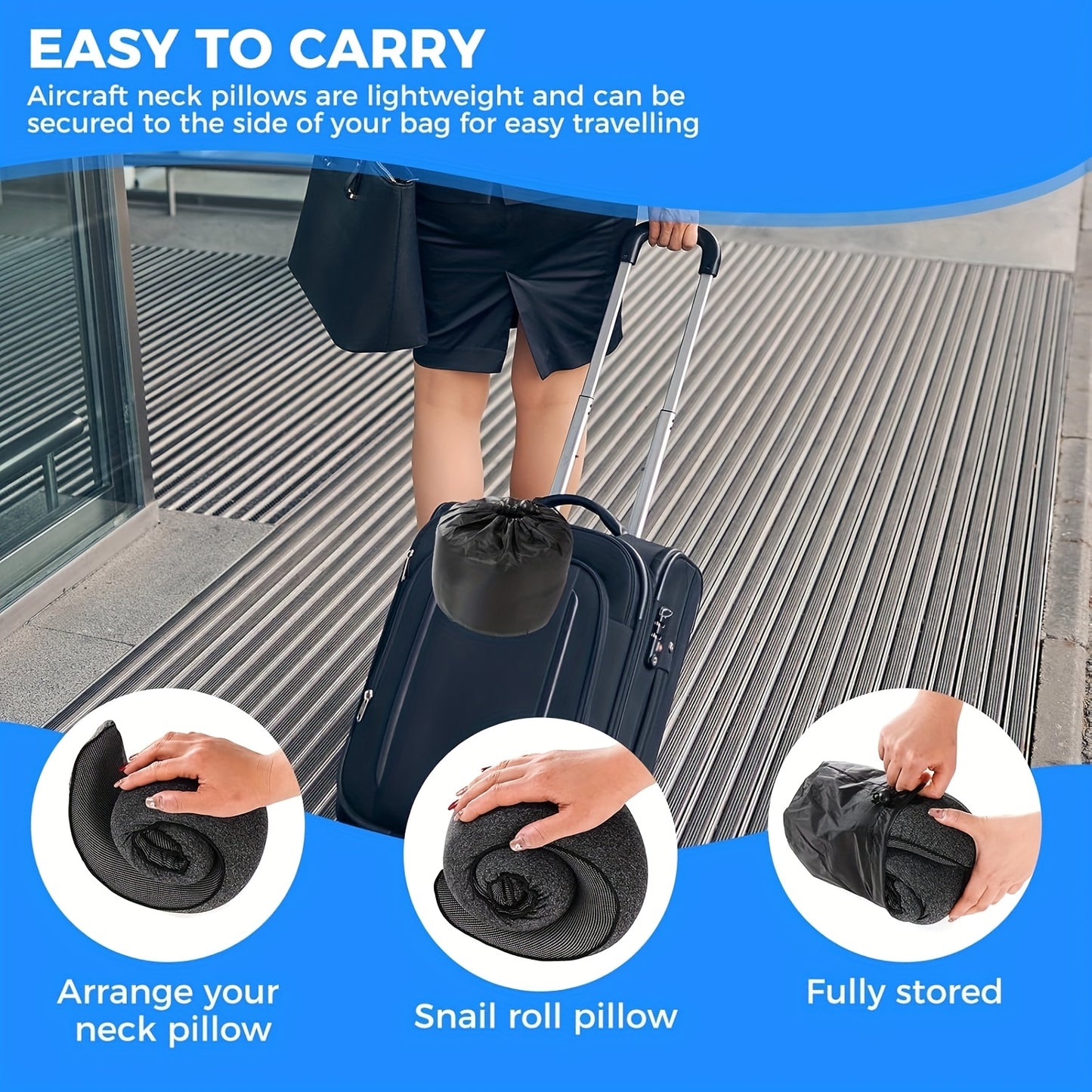 Komfortables Nackenkissen für die Reise | Ergonomisches Design für Flugzeuge – Atmungsaktiver Memory-Schaum mit waschbarem Bezug, Perfekt für Nickerchen im Büro und Auto, Grau