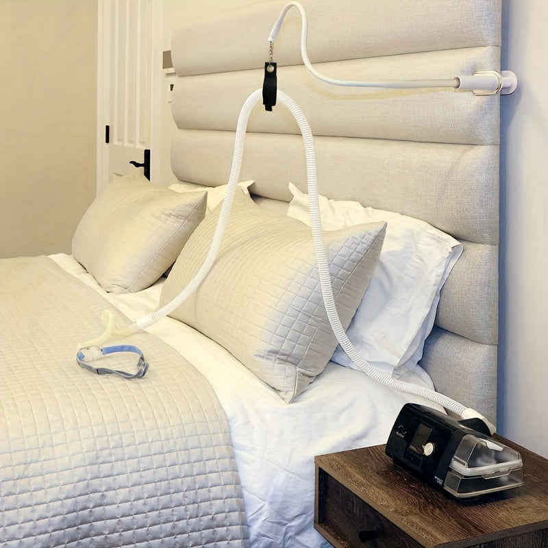 CPAP-Schlauchhalter mit verstellbarer C-Klemme – drehbares Design, verhindert Verwicklungen und Blockierungen des Luftstroms