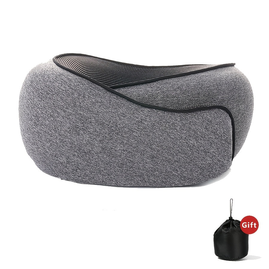 Komfortables Nackenkissen für die Reise | Ergonomisches Design für Flugzeuge – Atmungsaktiver Memory-Schaum mit waschbarem Bezug, Perfekt für Nickerchen im Büro und Auto, Grau
