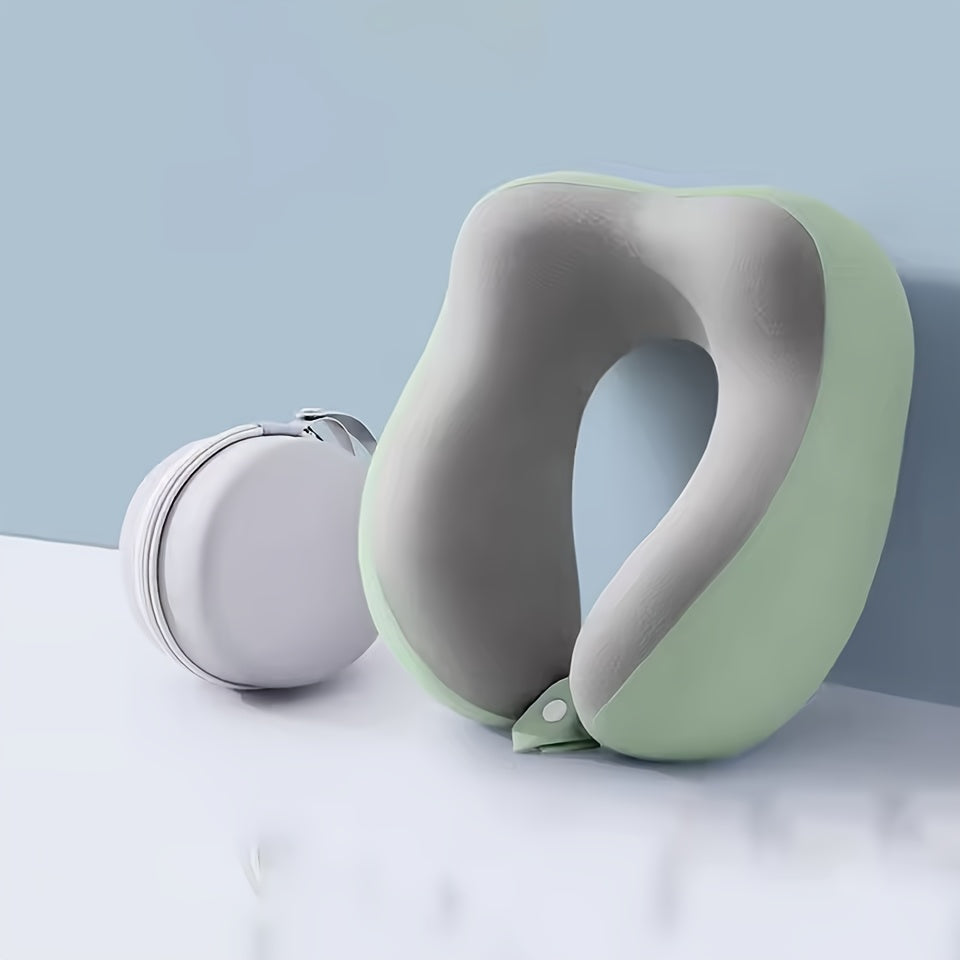 Ergonomisches U-förmiges Nackenkissen mit Aufbewahrungstasche – Ideal für Reisen, Nickerchen und Komfort im Büro, Unterstützung bei langsamer Rückfederung, Bezug maschinenwaschbar