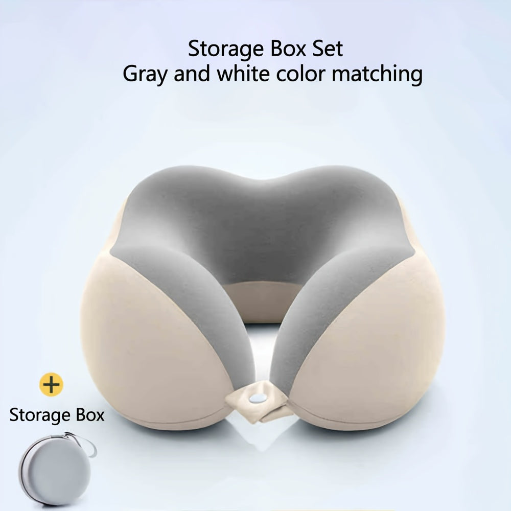 Ergonomisches U-förmiges Nackenkissen mit Aufbewahrungstasche – Ideal für Reisen, Nickerchen und Komfort im Büro, Unterstützung bei langsamer Rückfederung, Bezug maschinenwaschbar