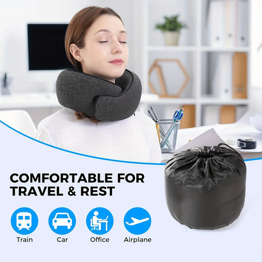 Komfortables Nackenkissen für die Reise | Ergonomisches Design für Flugzeuge – Atmungsaktiver Memory-Schaum mit waschbarem Bezug, Perfekt für Nickerchen im Büro und Auto, Grau