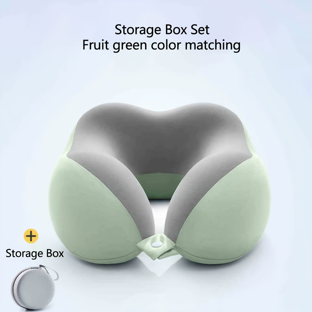 Ergonomisches U-förmiges Nackenkissen mit Aufbewahrungstasche – Ideal für Reisen, Nickerchen und Komfort im Büro, Unterstützung bei langsamer Rückfederung, Bezug maschinenwaschbar