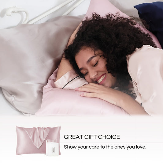 Set mit 2 hochwertigen Kissenbezügen aus 100 % Maulbeerseide – Luxus, Komfort und Schönheitsschlaf – Nacht für Nacht. 