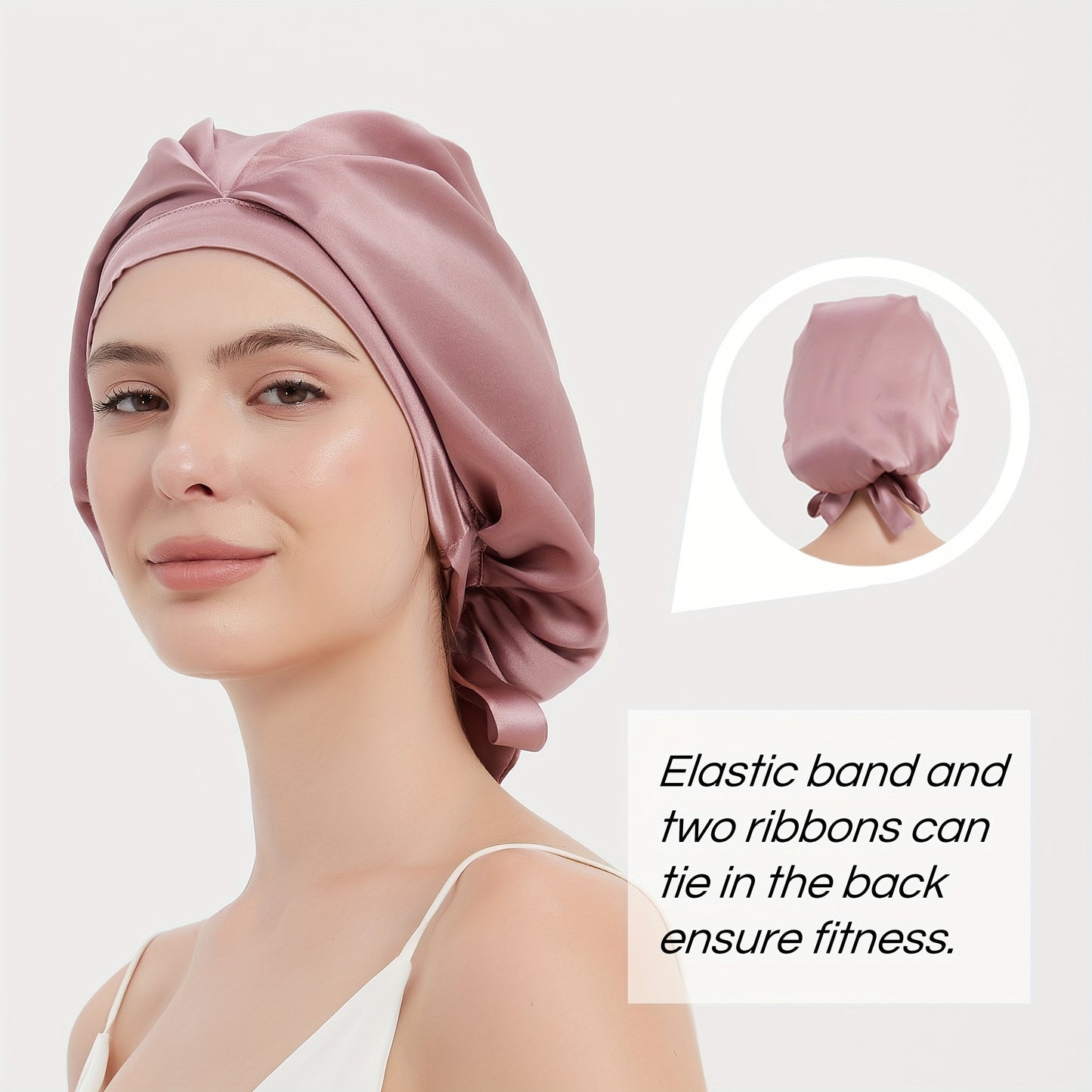 Rachael Silk Schlafhaube aus 100 % SEDA-Maulbeerseide – verstellbare Fliege, weich und atmungsaktiv, perfekt für langes und lockiges Haar 