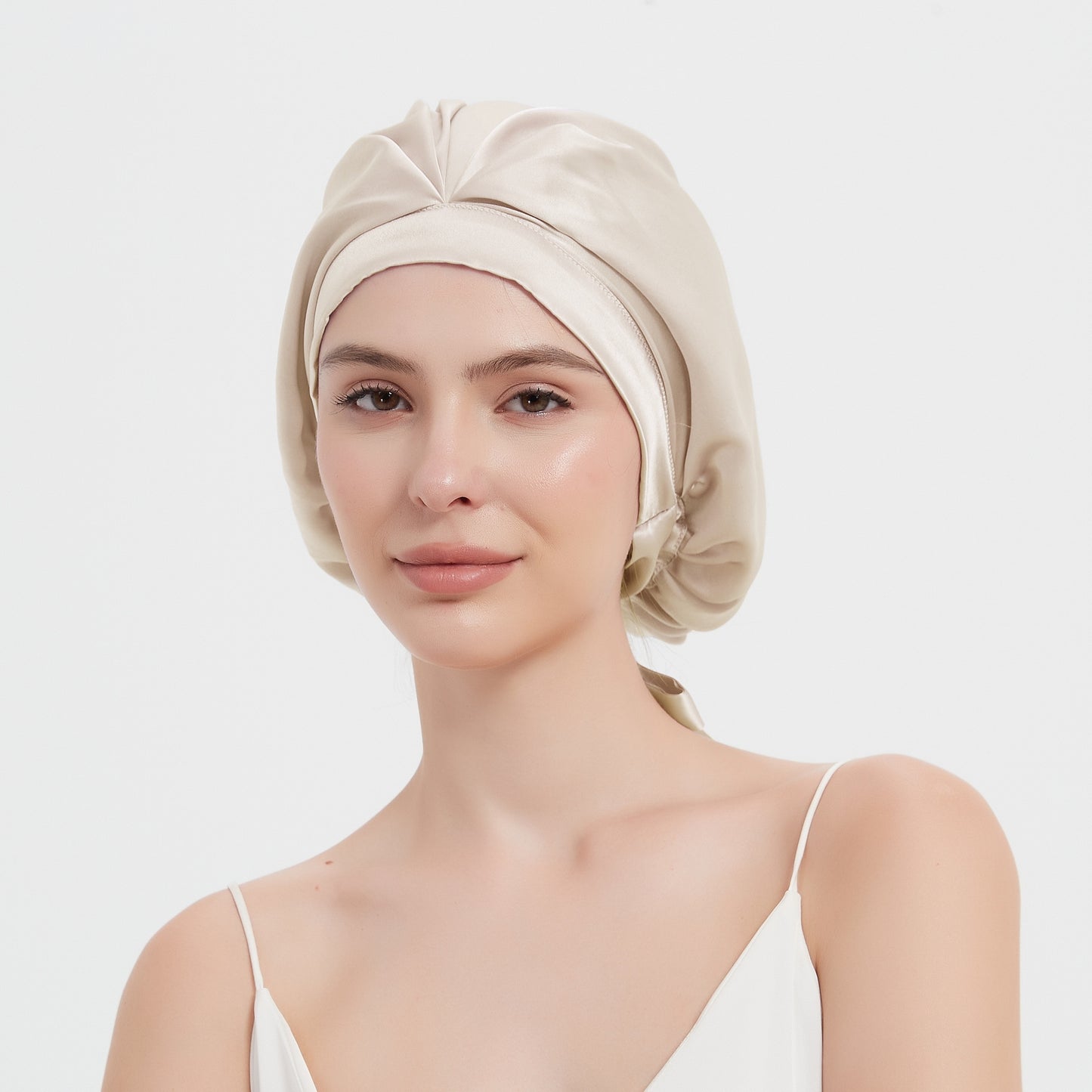 Rachael Silk Schlafhaube aus 100 % SEDA-Maulbeerseide – verstellbare Fliege, weich und atmungsaktiv, perfekt für langes und lockiges Haar 